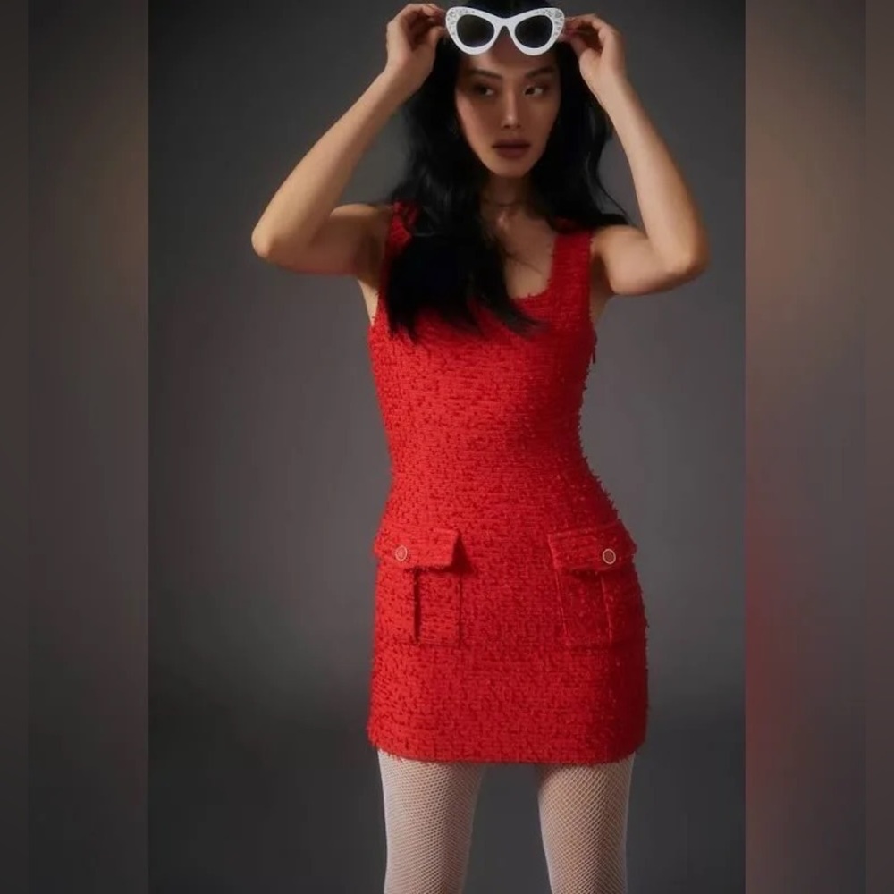 Endless rose red tweed mini dress